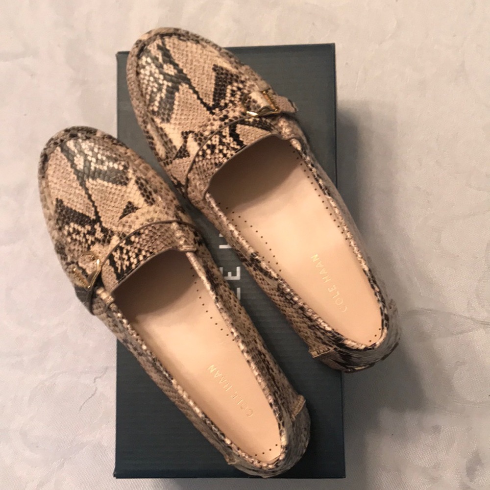 New Cole Haan snakeskin loafers, size 8-1/2